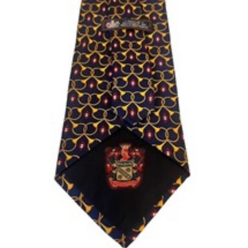Paulo Gucci Stylish Gold Tie featuring horse stirrups and horns.